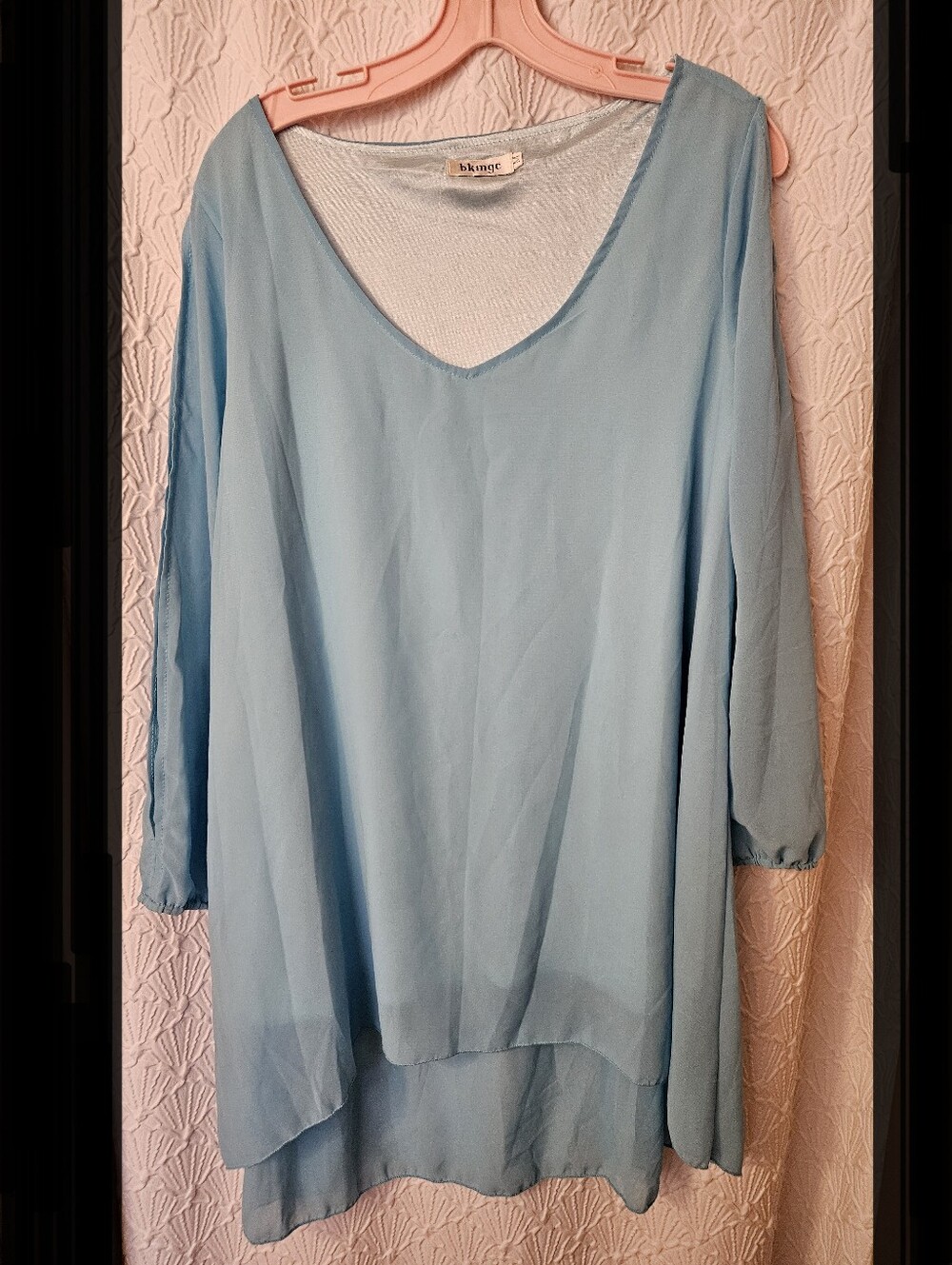Light Blue V-Neck Women's Top by